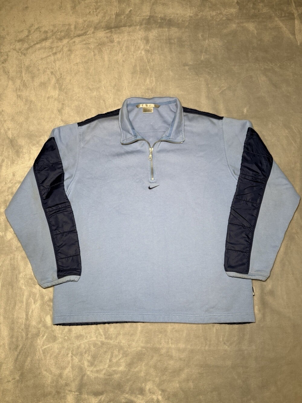 Nike Blue Center Swoosh Quarter Zip Pullover Womens Size 8-10 Activewear Sweater